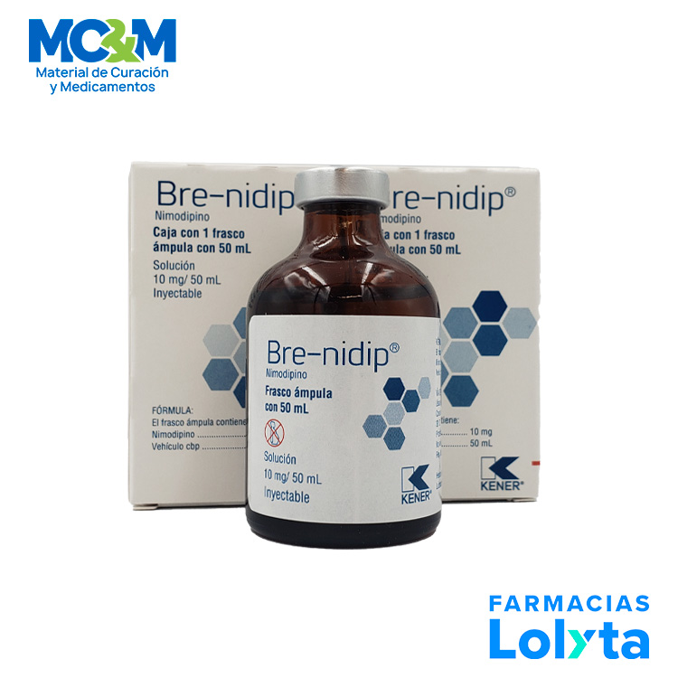 NIMODIPINO SOL INY 10MG/50ML C/1 AMP BRE-NIDIP KENER