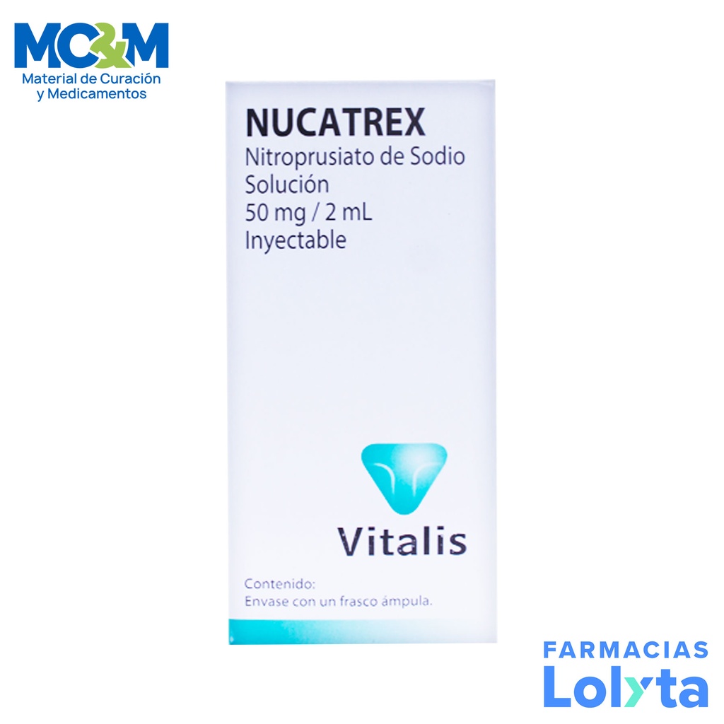 NITROPRUSIATO DE SODIO SOL INY 50 MG/2 ML NUCATREX LAB VITALIS