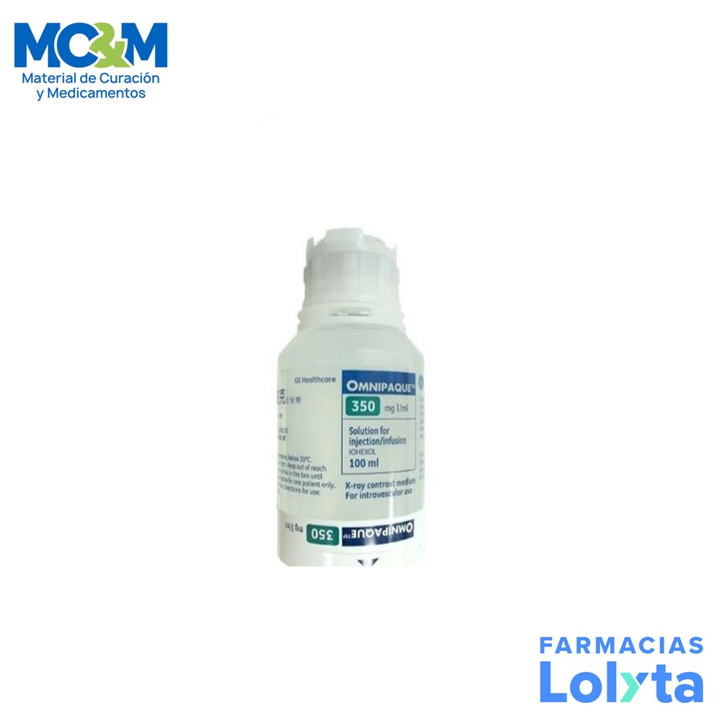 OMNIPAQUE SOL INY 350 MG IODO/ML FCO C/100 ML MEDIO DE CONTRASTE RADIOLOGICO NO IONICO (IOHEXOL LAB GE HEALTHCARE