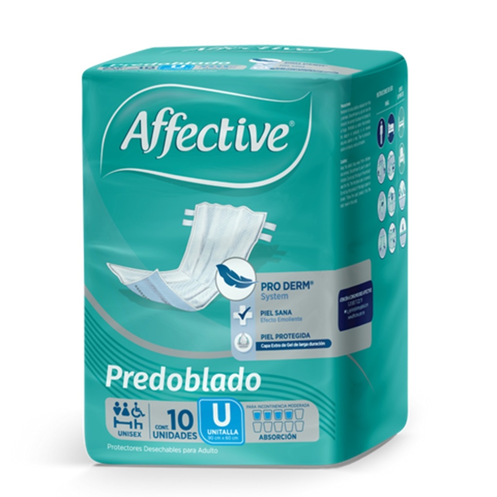 PAÑAL AFFECTIVE ADULTO PREDOBLADO UNITALLA C/10