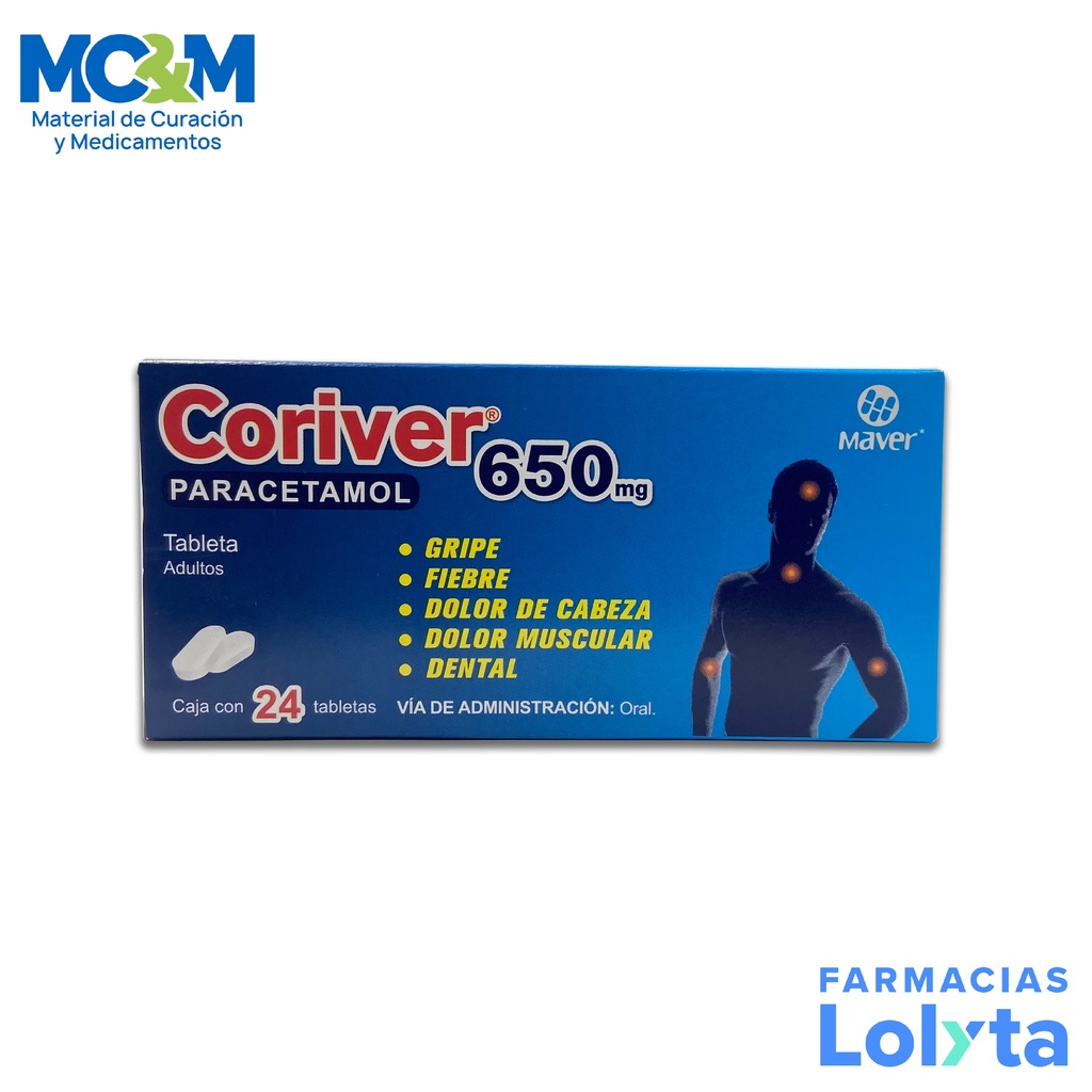 PARACETAMOL 650 MG C/24 TAB CORIVER LAB MAVER