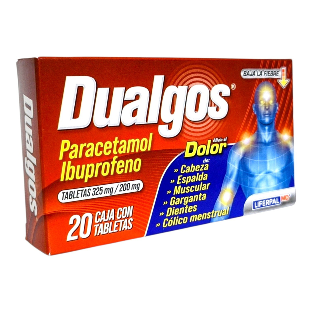 PARACETAMOL IBUPROFENO 325/200 MG C/20 TAB DUALGOS LAB LIFERPAL MD