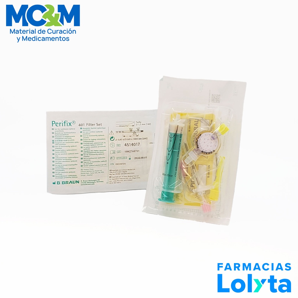 PERIFIX 401 18 G 80 MM EQUIPO DE ANESTESIA EPIDURAL REF 4514017 B. BRAUN