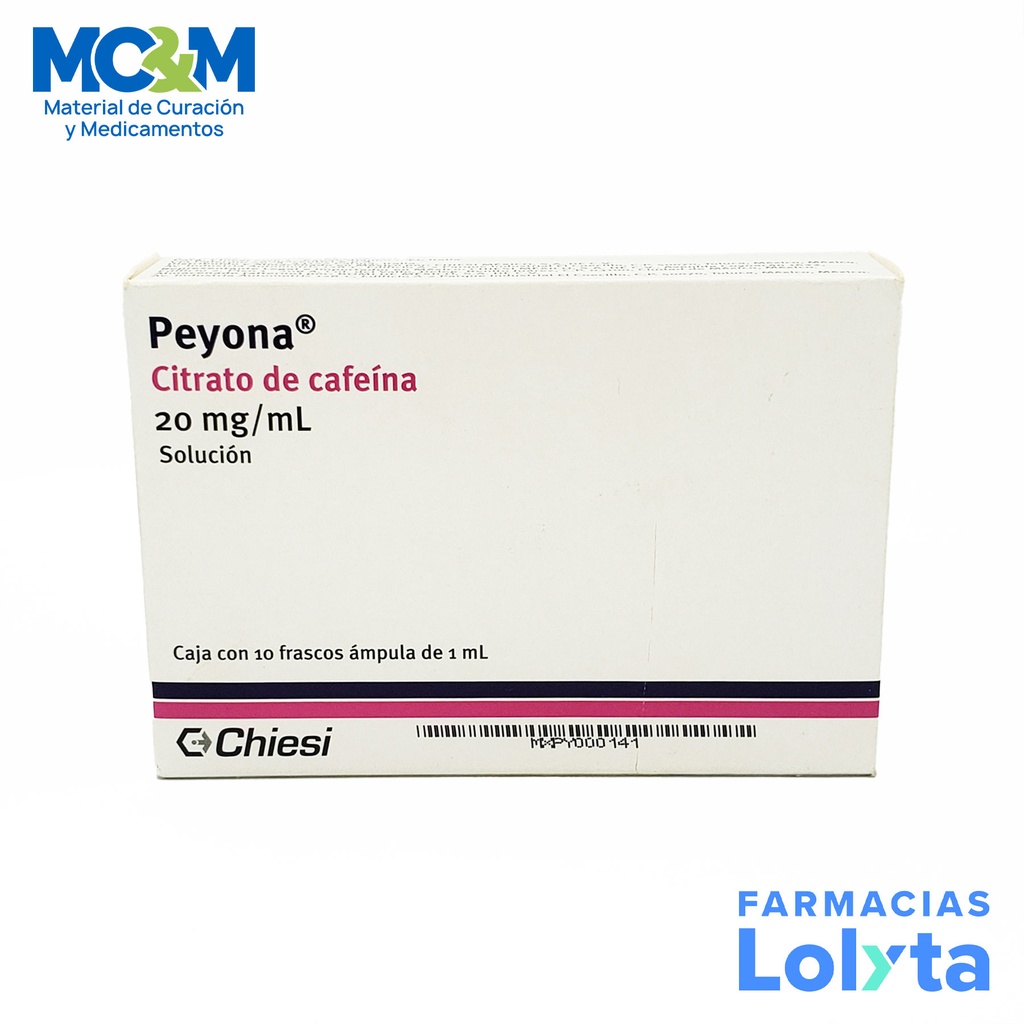 PEYONA SOL INY 20MG/ML CITRATO DE CAFEINA C/10 AMP LAB CHIESI