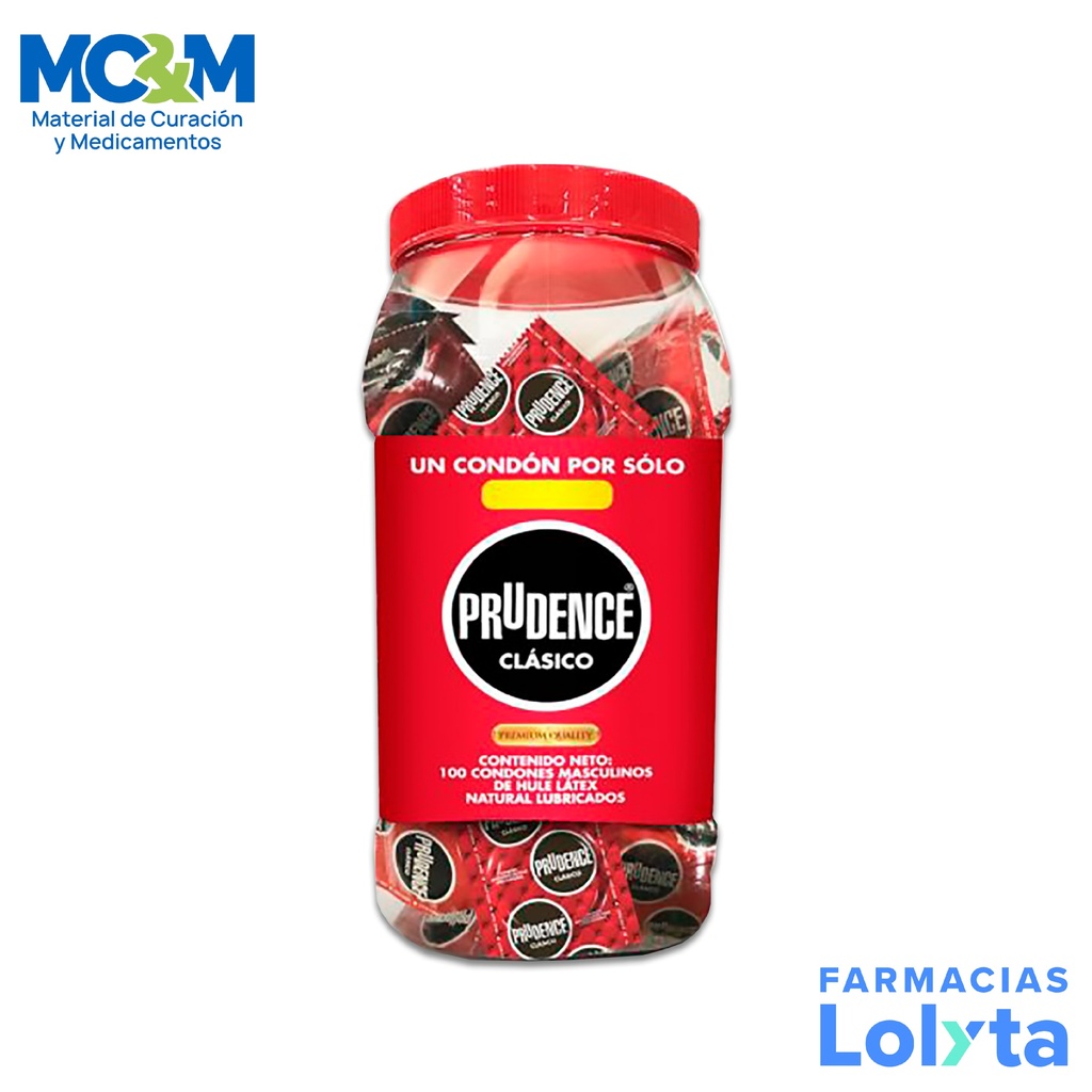 PRESERVATIVO PRUDENCE CLASICO VITROLERO C/100 PZAS LAB DKT