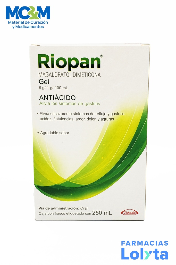 RIOPAN GEL ANTIACIADO 250 ML MAGALDRATO/DIMETICONA 8G/1G/100ML LAB TAKEDA
