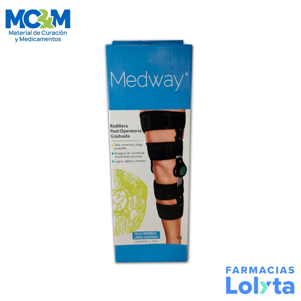 RODILLERA POST OPERATORIA GRADUADA UNIVERSAL LARGO AJUSTABLE MEDWAY
