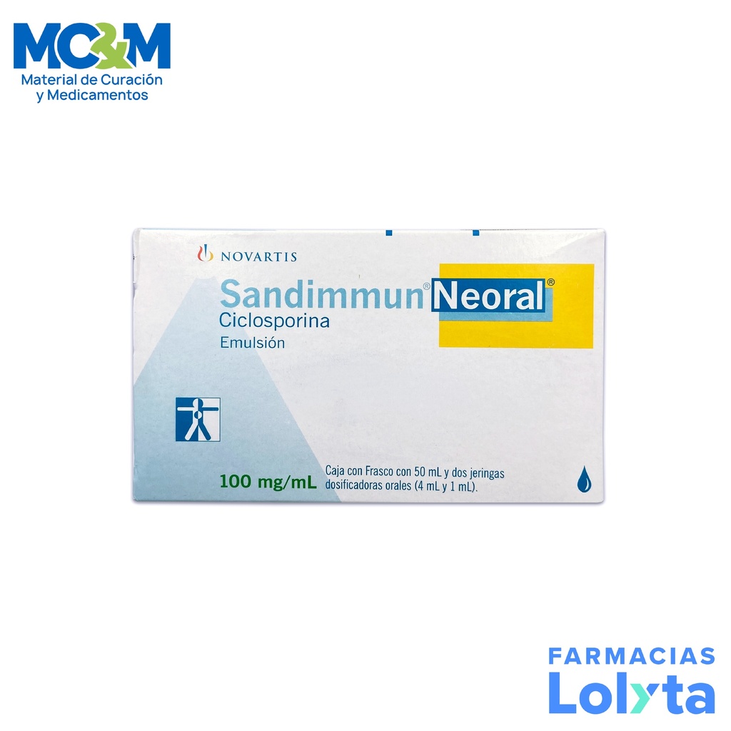 SANDIMMUN NEORAL EMULSION ORAL 100 MG/ML FCO C/50 ML CICLOSPORINA LAB NOVARTIS