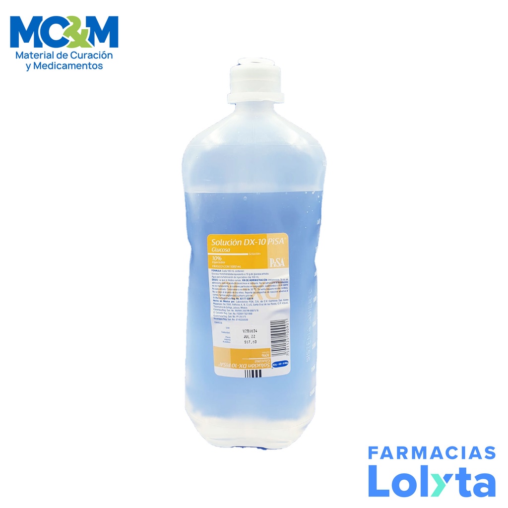 GLUCOSA 10% SOL INY 1000 ML SOLUCION DX-10 LAB PISA