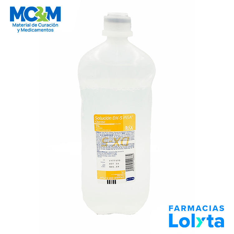 GLUCOSA 5% SOL INY 1000 ML SOLUCION DX-5 LAB PISA