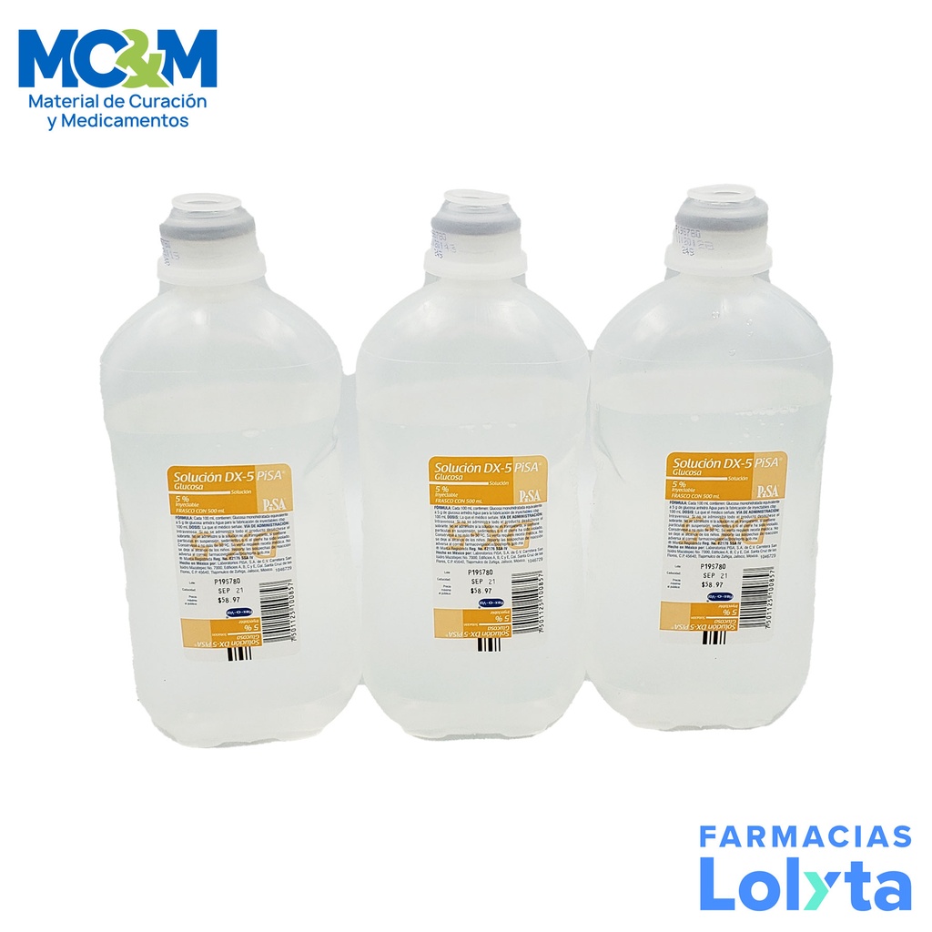 GLUCOSA 5% SOL INY 500 ML SOLUCION DX-5 LAB PISA