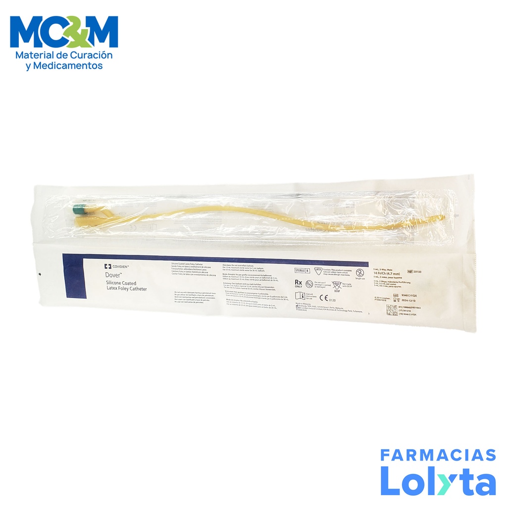 SONDA FOLEY #14 LATEX 2 VIAS REF 25133 CARDINAL HEALTH