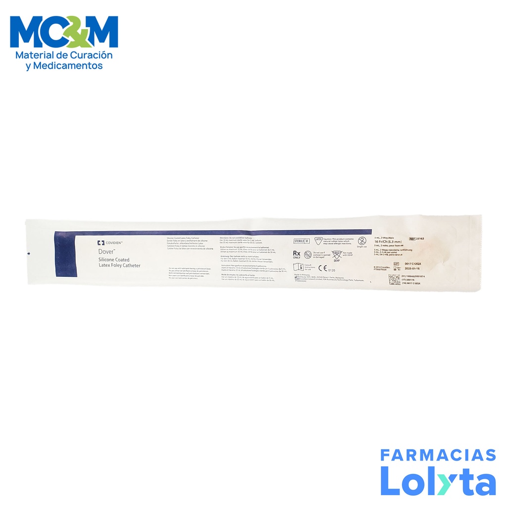 SONDA FOLEY DE LATEX 16 FR 2 VIAS REF 25163 CARDINAL HEALTH