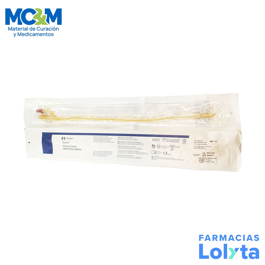 SONDA FOLEY #18 LATEX 2 VIAS REF 25183 COVIDIEN