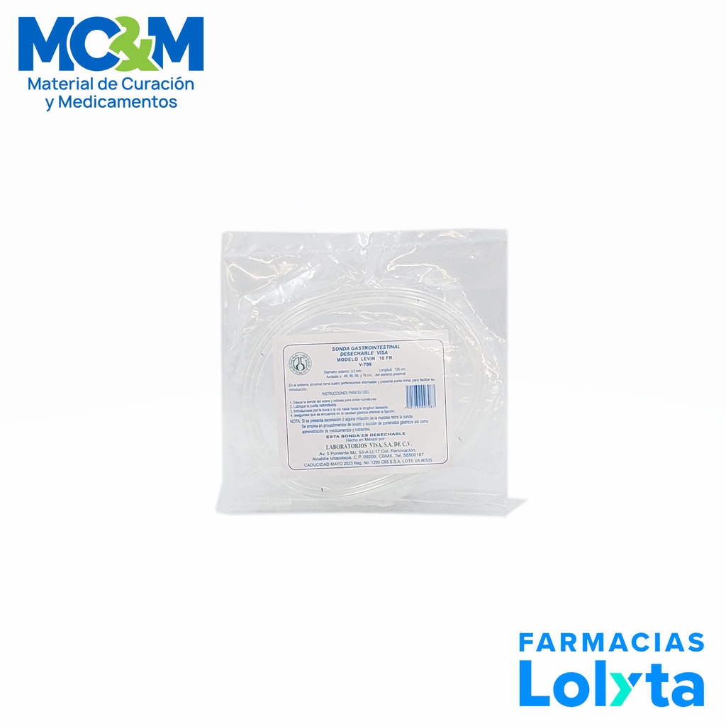 [4364] SONDA GASTROINTESTINAL T/LEVIN CAL 10 FR V-708 VISA