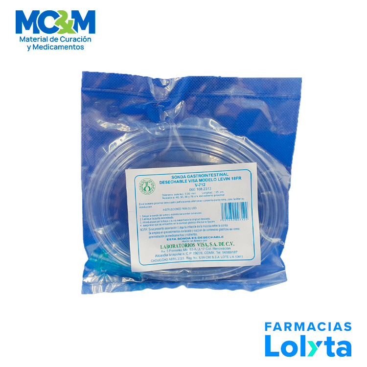 SONDA GASTROINTESTINAL T/LEVIN CAL 18 FR V-712 VISA