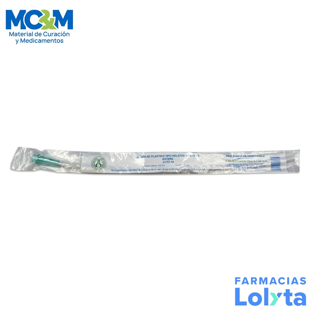 SONDA NELATON #14 FR TRANSPARENTE VISA V-773-14