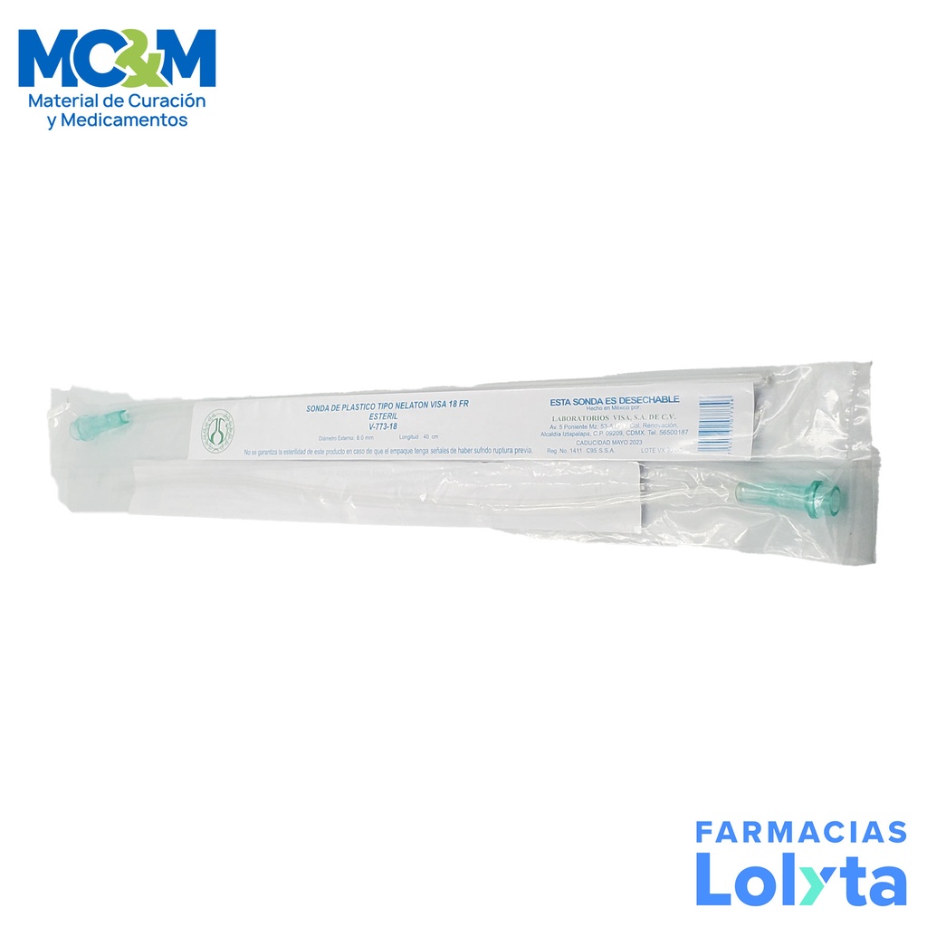 SONDA NELATON #18 FR TRANSPARENTE VISA V-773-18
