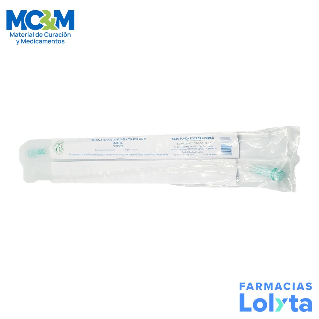 SONDA NELATON #20 FR TRANSPARENTE VISA V-773-20