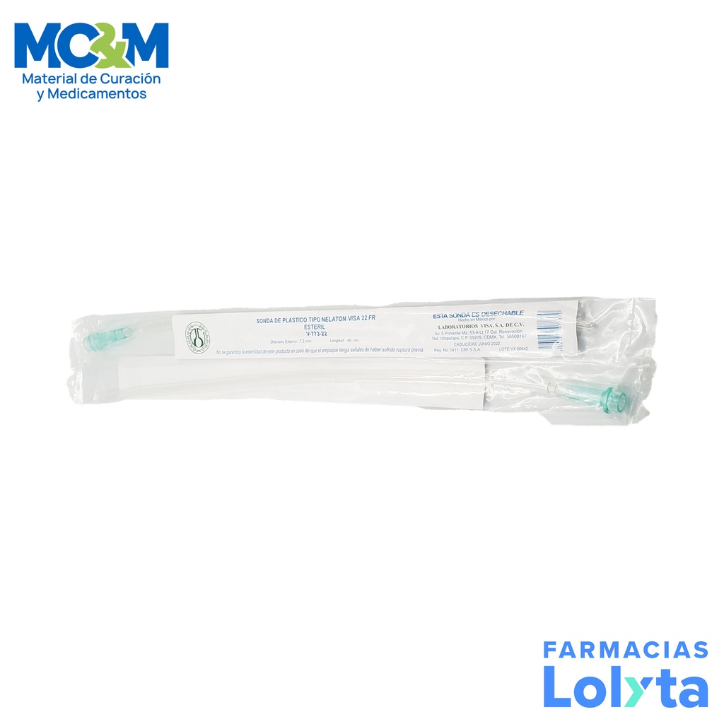 SONDA NELATON #22 FR TRANSPARENTE VISA V-773-22
