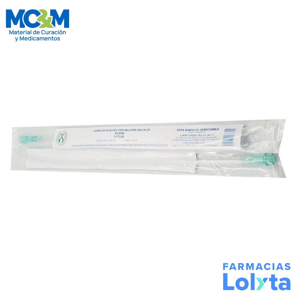 SONDA NELATON #26 FR TRANSPARENTE V-773-26 VISA
