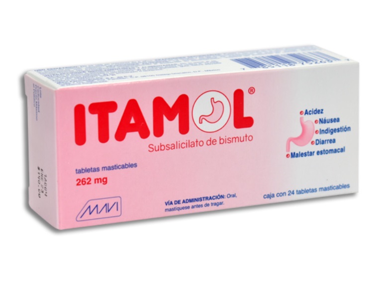 SUBSALICILATO DE BISMUTO 262 MG C/24 TAB MASTICABLES ITAMOL LAB MAVI