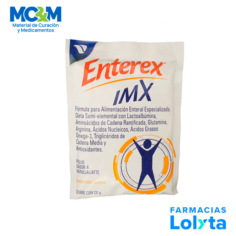 ENTEREX IMX 131 G POLVO FORMULA PARA ALIMENTACION ENTERAL ESPECIALIZADA SABOR VAINILLA LATTE LAB VICTUS