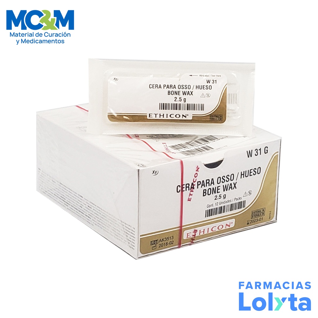 SUTURA CERA PARA HUESO 2.5 G C/12 W31G ETHICON