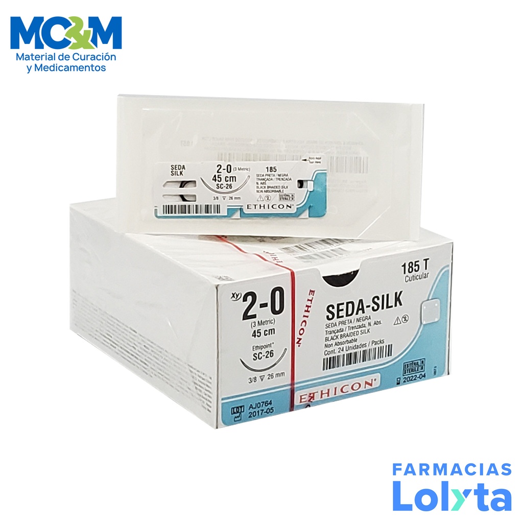 SUTURA SEDA 2/0 26 MM 45 CM SC-26 REVERSO CORTANTE C/12 185T ETHICON CUTICULAR