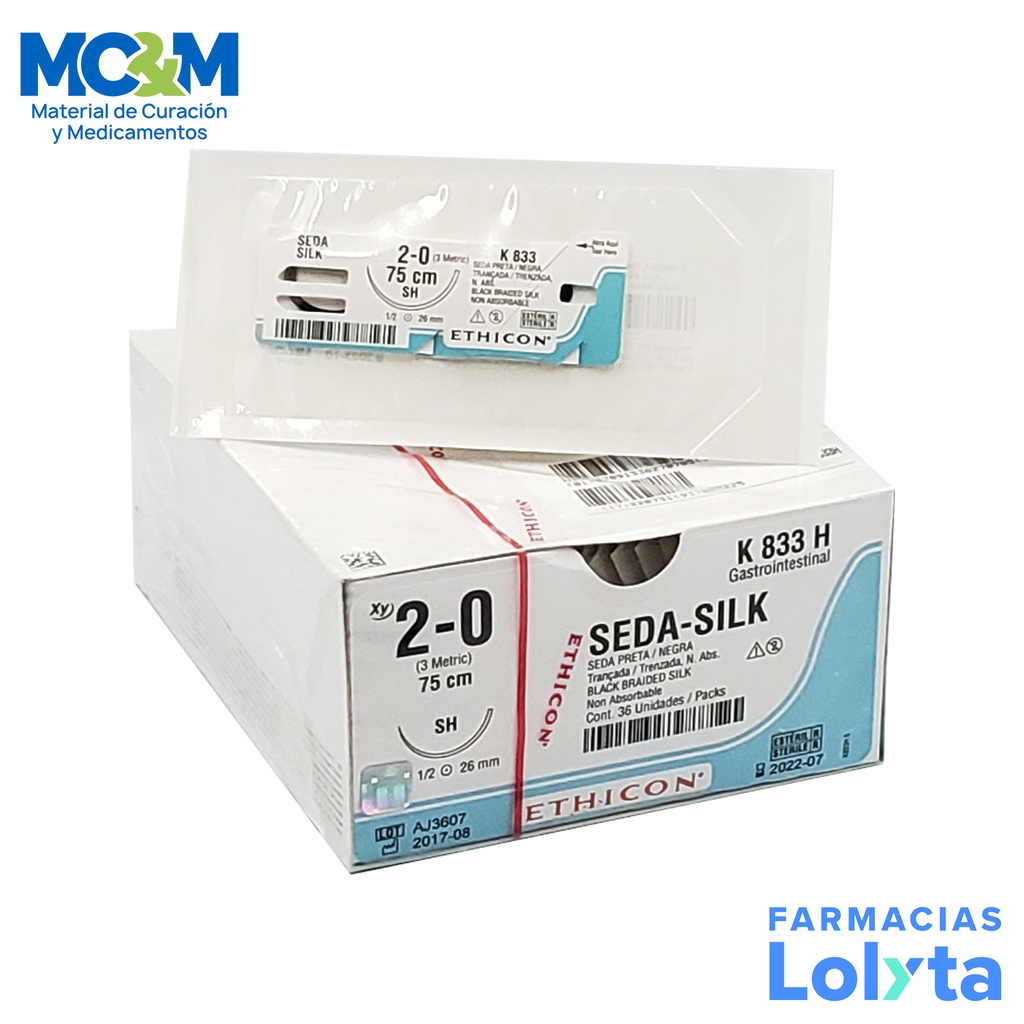 SUTURA SEDA 2/0 26 MM 75 CM SH AHUSADA REDONDA C/12 K833H ETHICON GASTROINTESTINAL