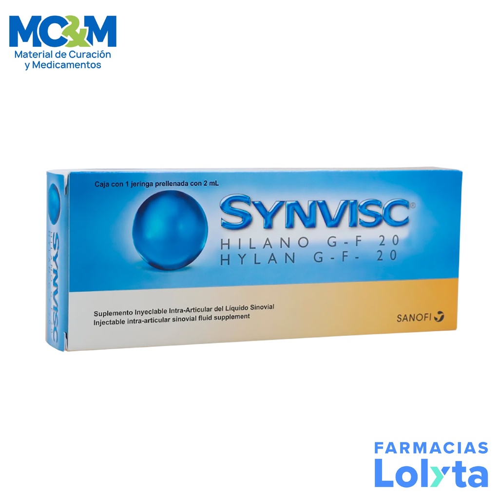 SYNVISC SOL INY 8 MG/2 ML JERINGA PRELLENADA HILANO G-F 20 LAB SANOFI