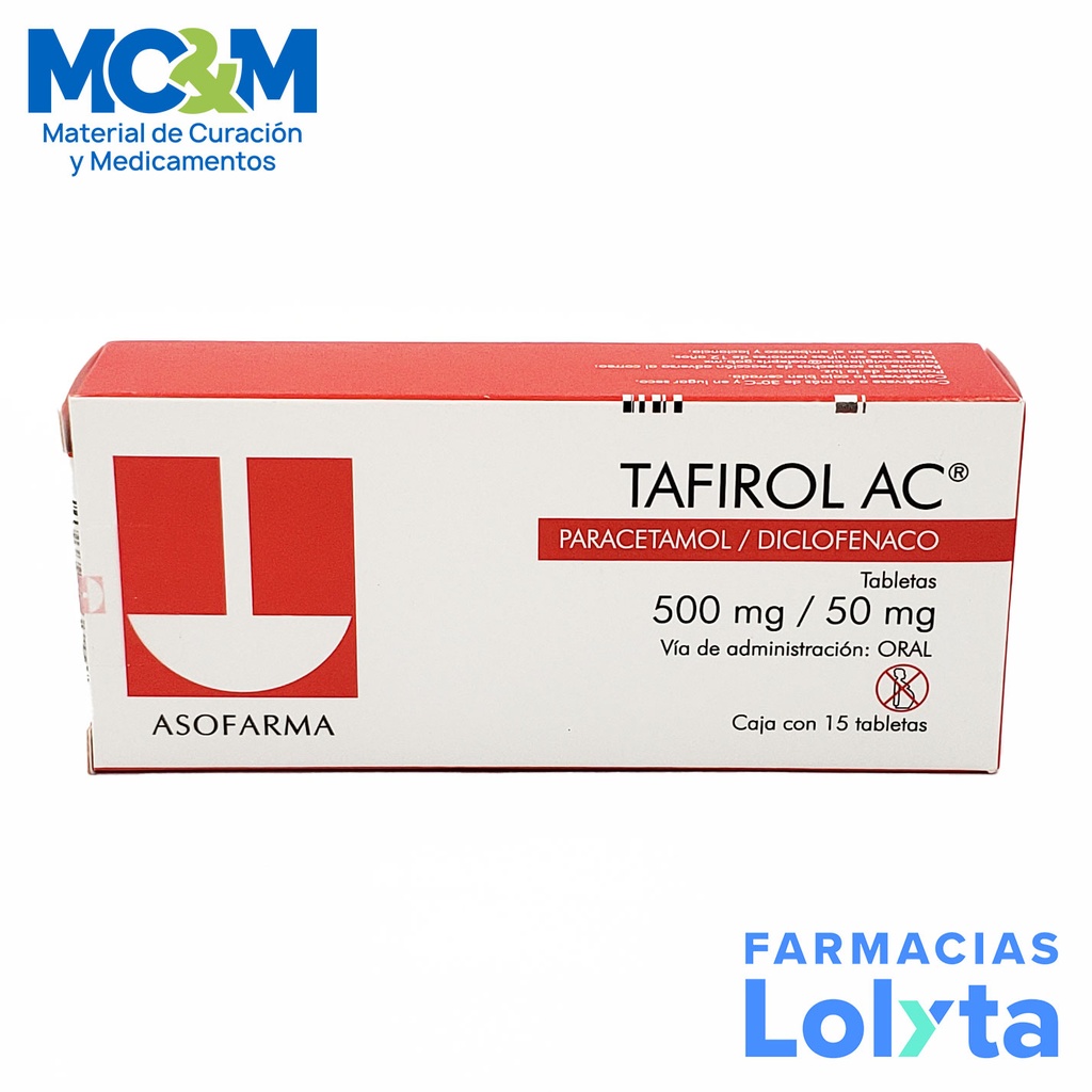 TAFIROL AC 500/50 MG C/15 TAB PARACETAMOL DICLOFENACO LAB ASOFARMA