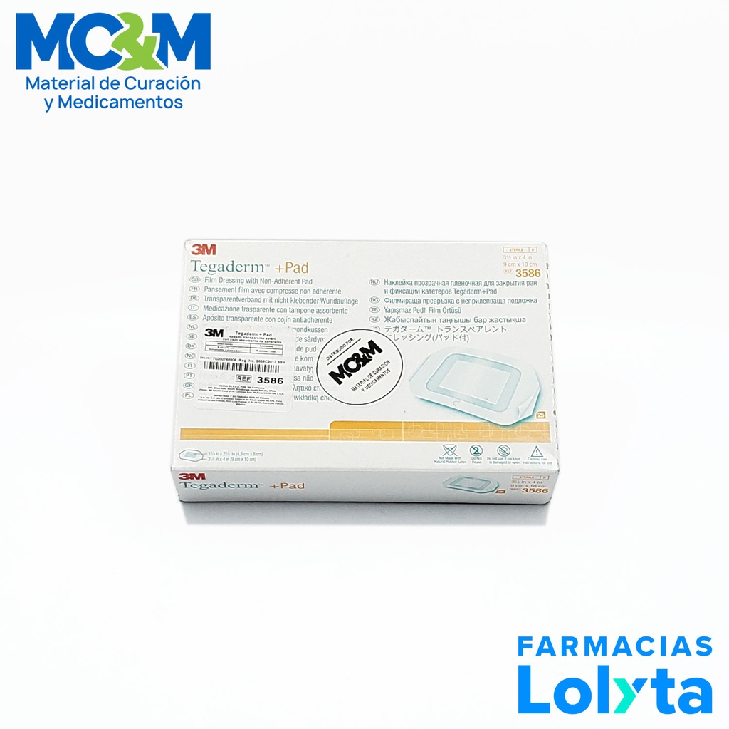 TEGADERM+PAD 9 X 10 CM C/25 PZAS APOSITO TRANSPARENTE CON COJIN ANTIADHERENTE REF 3586 3M