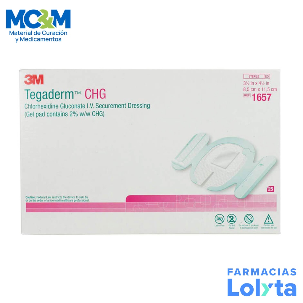 TEGADERM CHG 8.5 X 11.5 CM C/25 PZ REF 1657R 3M