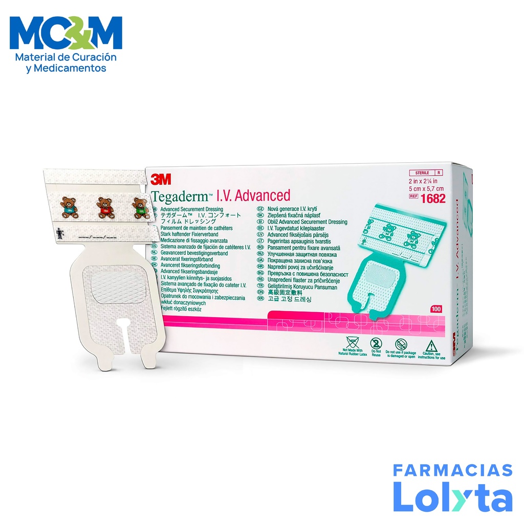 TEGADERM IV ADVANCED 5CM X 5.7CM OSITOS C/100 REF 1682 3M