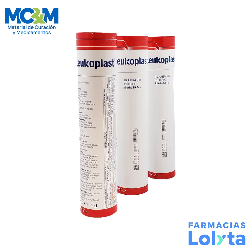 TELA ADHESIVA 1" 2.5 CM X 10 M TUBO C/12 PZAS LEUKOPLAST BSN