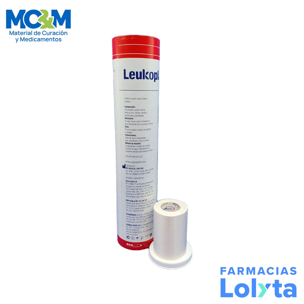 TELA ADHESIVA 3" 7.5 CM X 10 M TUBO C/4 PZAS LEUKOPLAST BSN