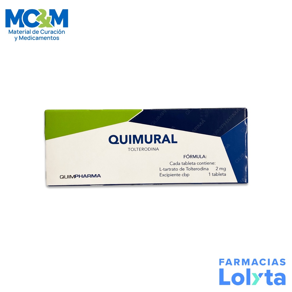 TOLTERODINA 2 MG C/14 TAB QUIMURAL LAB QUIMPHARMA