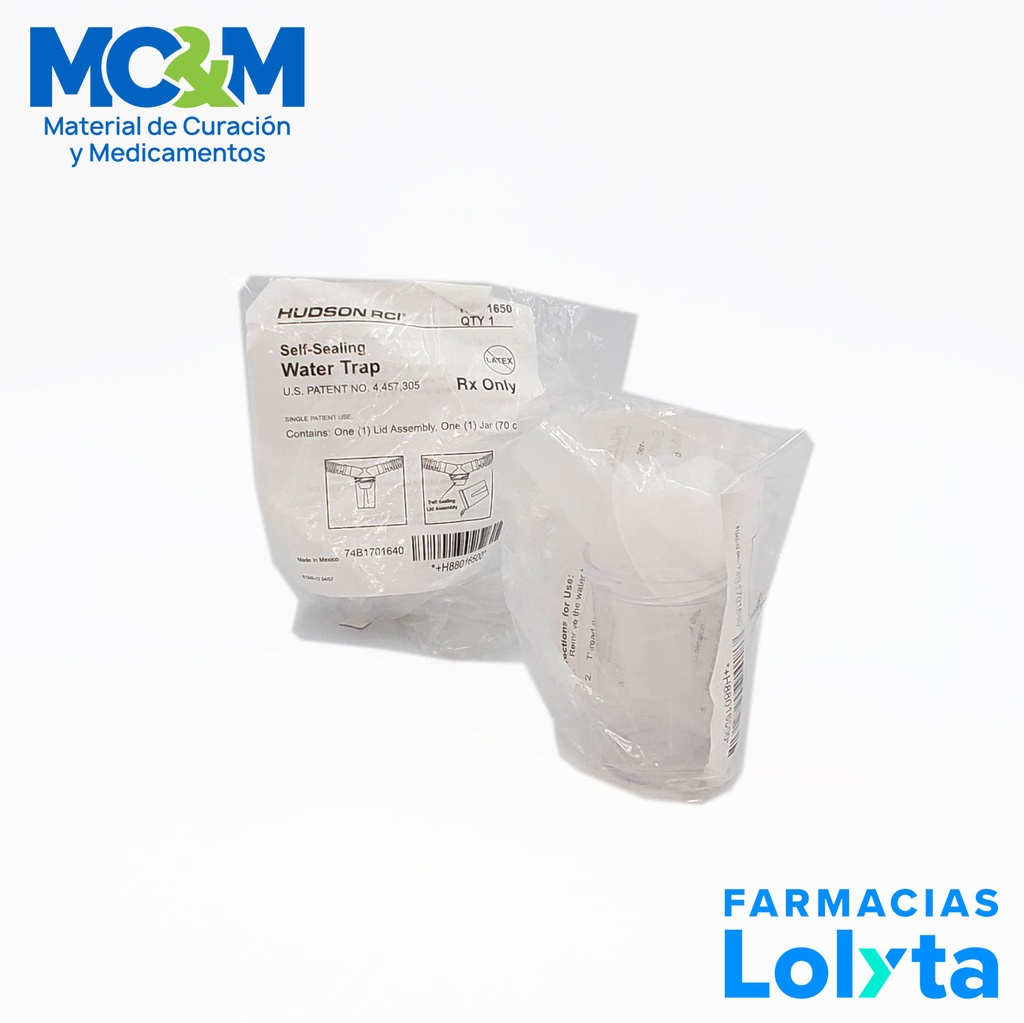 TRAMPA DE AGUA CON CAPACIDAD DE 70 ML DE 22 X 22MM O.D. ADULTO REF 1650 HUDSON
