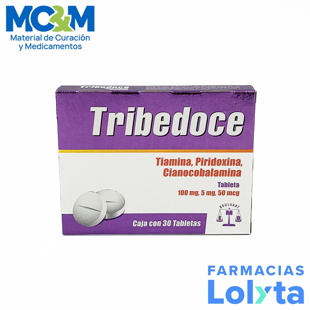 TIAMINA PIRIDOXINA CIANOCOBALAMINA 100/5MG/50MCG C/30 TAB TRIBEDOCE LAB BRULUART