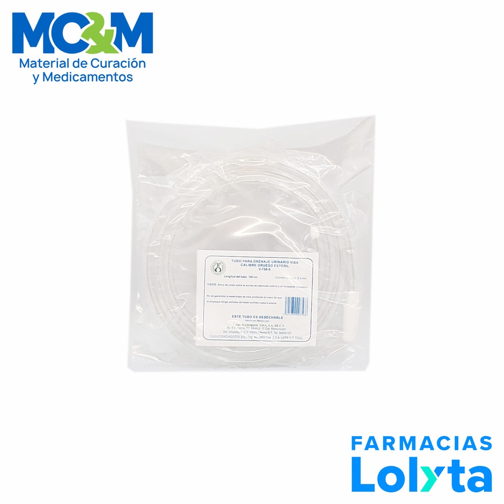 TUBO PARA DRENAJE URINARIO GRUESO REF V-756E VISA