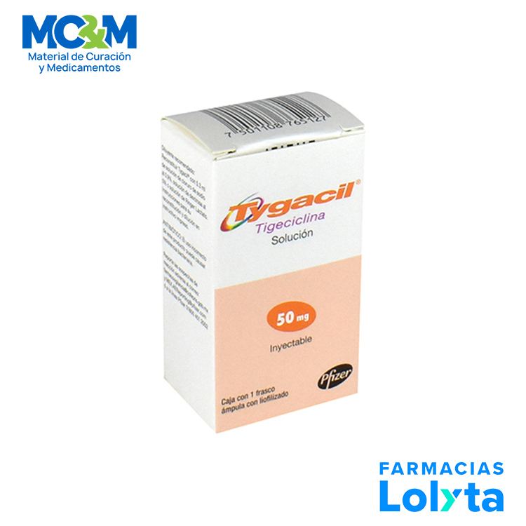 TYGACIL SOL INY 50MG C/1 FRASCO AMP TIGECICLINA LAB PFIZER