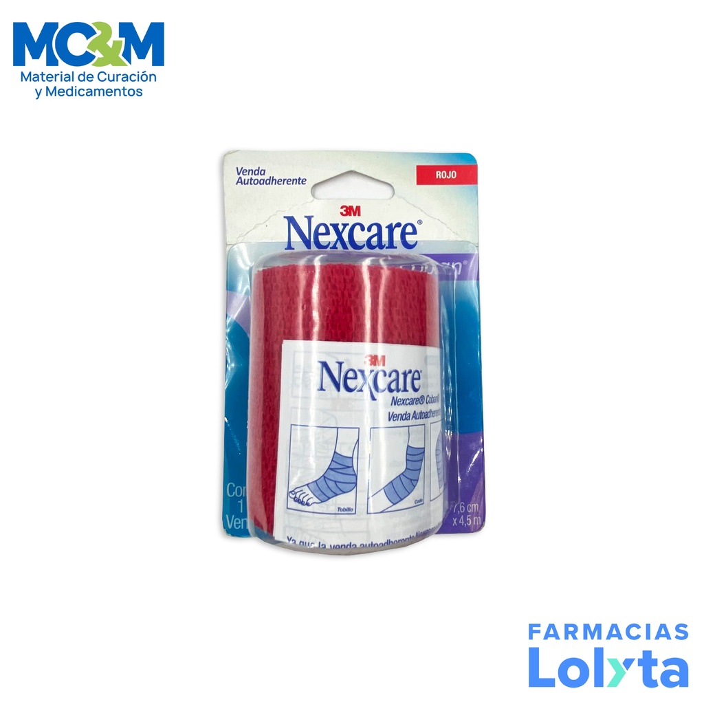 VENDA COBAN 7.6 CM X 4.5 M AUTOADHERENTE COLOR ROJO NEXCARE 3M