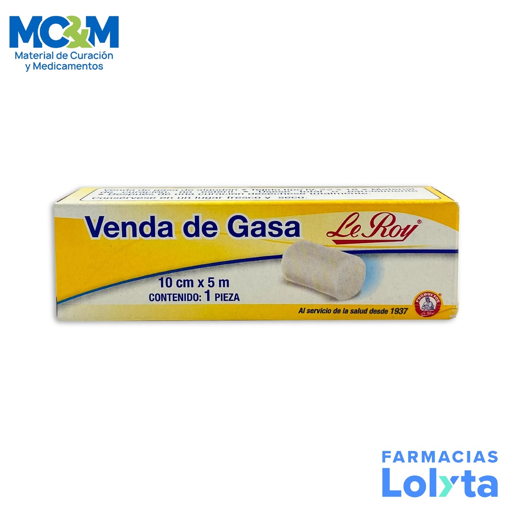VENDA DE GASA 10 CM X 5 M C/1 PZA LEROY