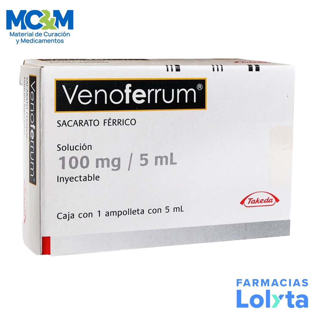 VENOFERRUM SOL INY 100MG/5ML SACARATO LAB TAKEDA