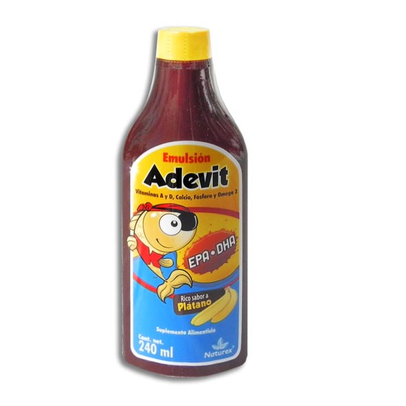 VITAMINAS A D CALCIO FOSFORO OMEGA 3 EMULSION 240 ML ADEVIT LAB NATUREX
