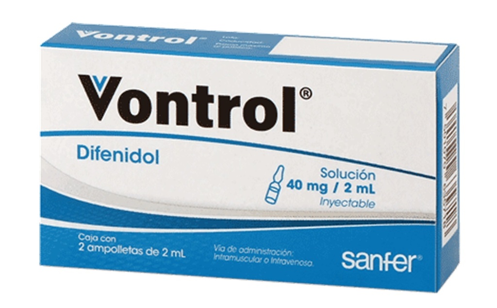 VONTROL SOL INY 40 MG/2 ML C/2 AMP DIFENIDOL LAB SANFER