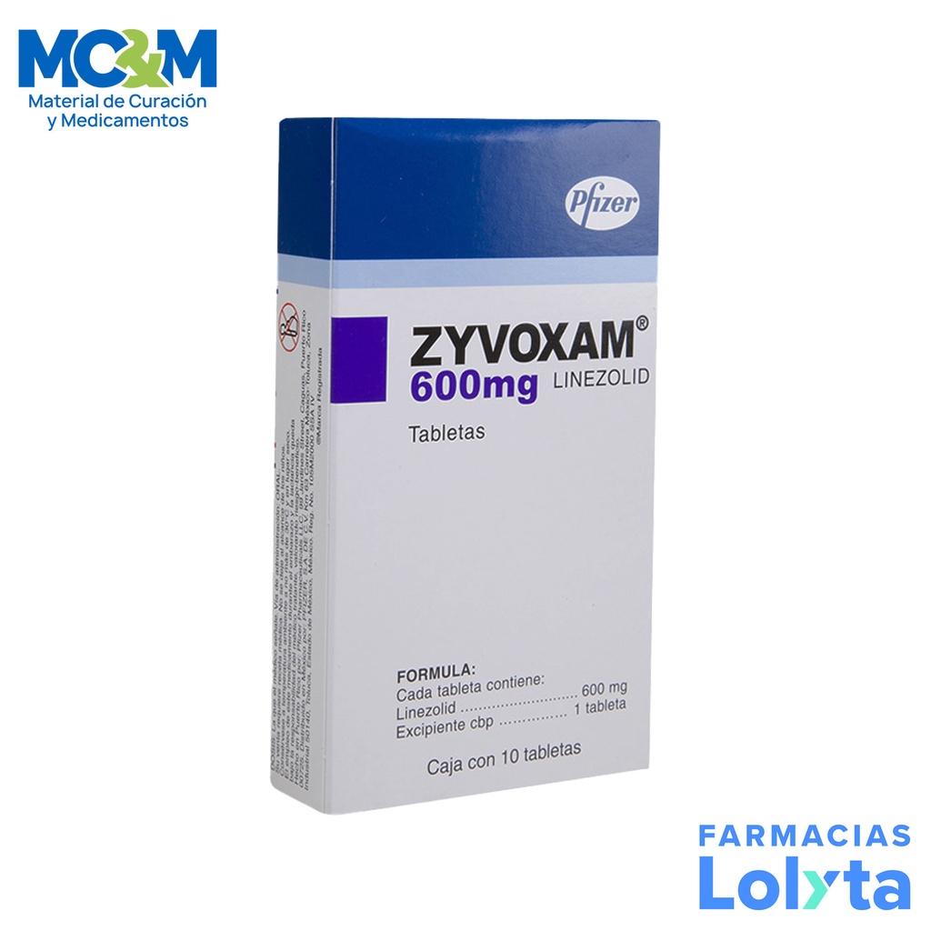 ZYVOXAM 600MG C/10 TAB LINEZOLID LAB PFIZER