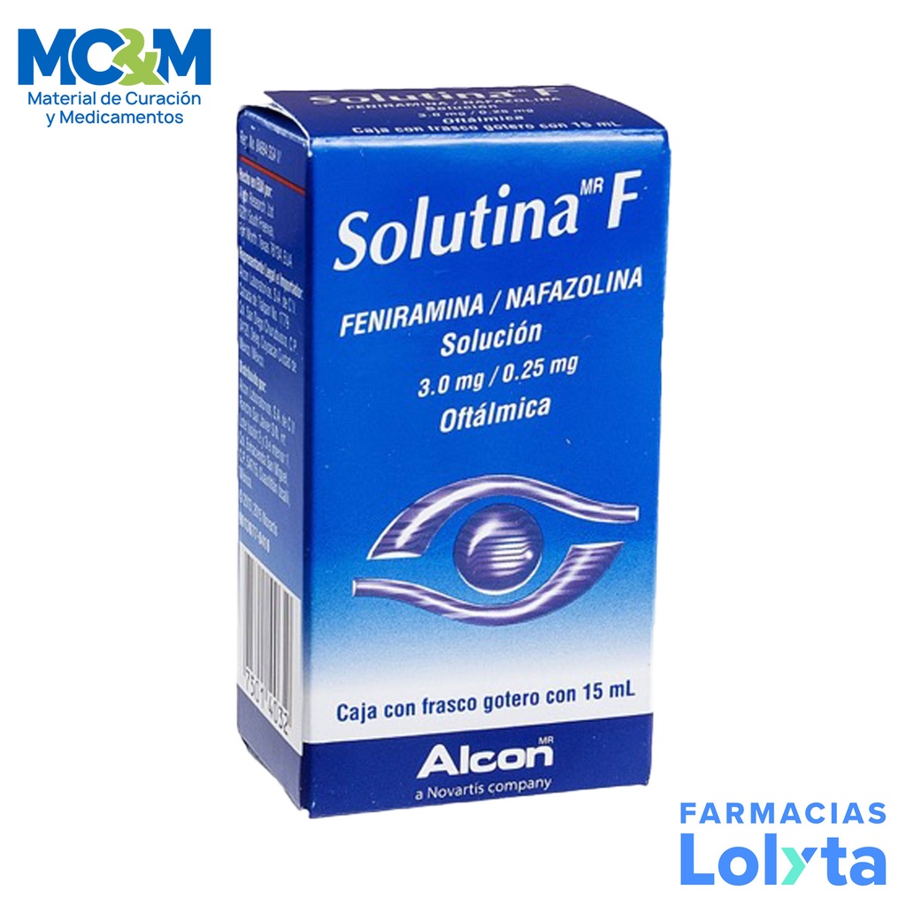 SOLUTINA F 3/0.25MG/ML SOL OFTALMICA C/15 ML FENIRAMINA/NAFAZOLINA LAB ALCON