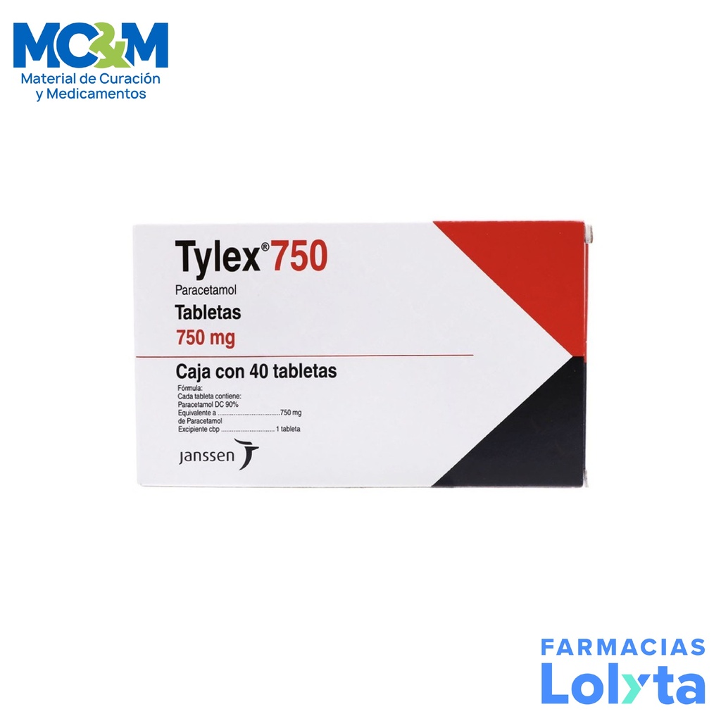 TYLEX 750 750MG C/40 TAB PARACETAMOL LAB JANSSEN-CILAG